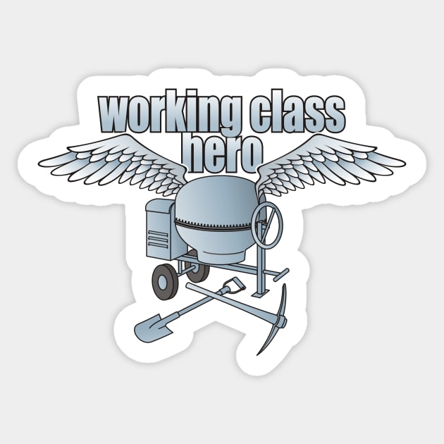 Working Class Hero Concrete Mixer Blue Sticker by sifis